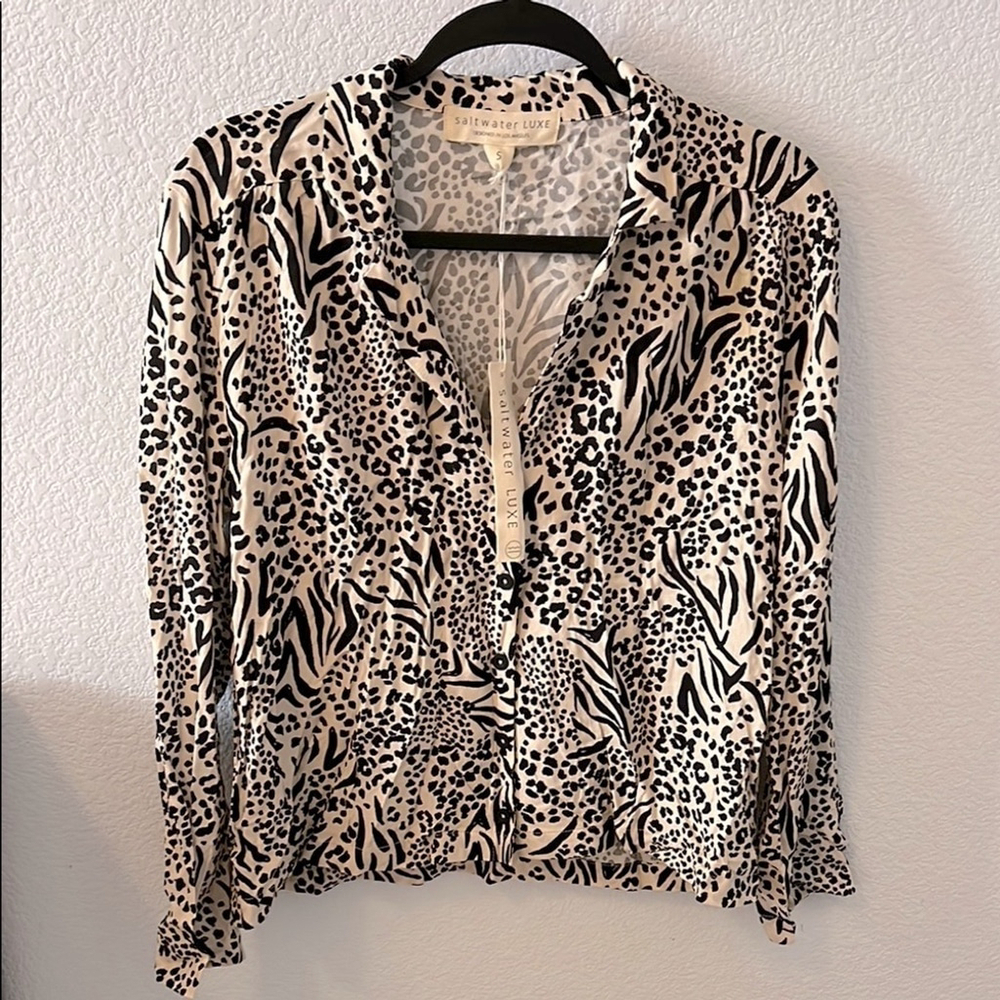 saltwater LUXE Black and White Animal Print Women's Top